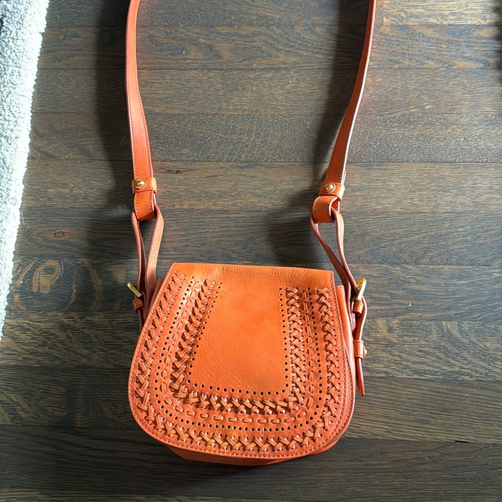 Women's Orange Crossbody Bag - Woven Detail